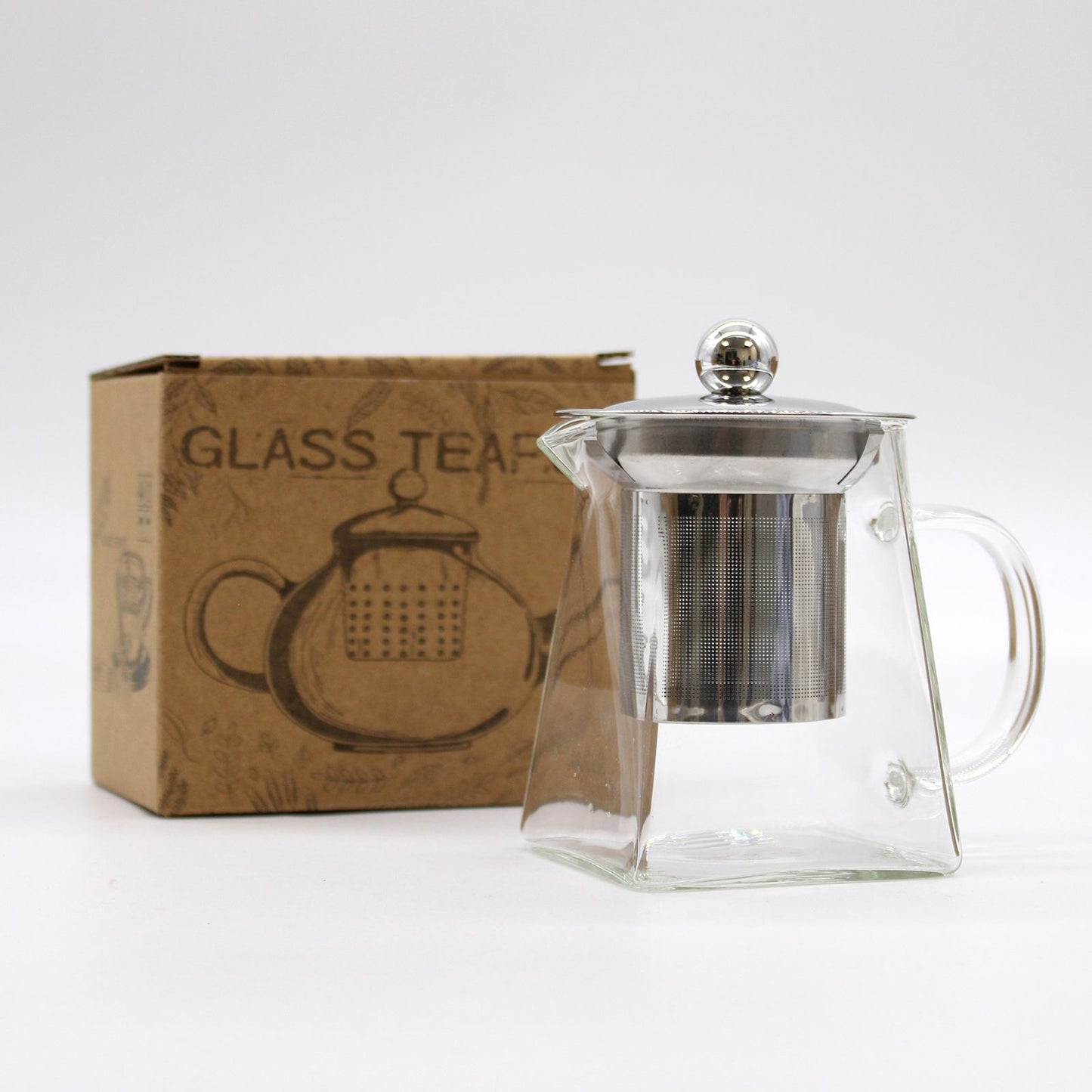 Glasteekanne Turmform mit Edelstahlsieb – 350ml für puren Teegenuss