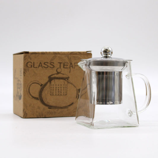 Glasteekanne Turmform mit Edelstahlsieb – 350ml für puren Teegenuss