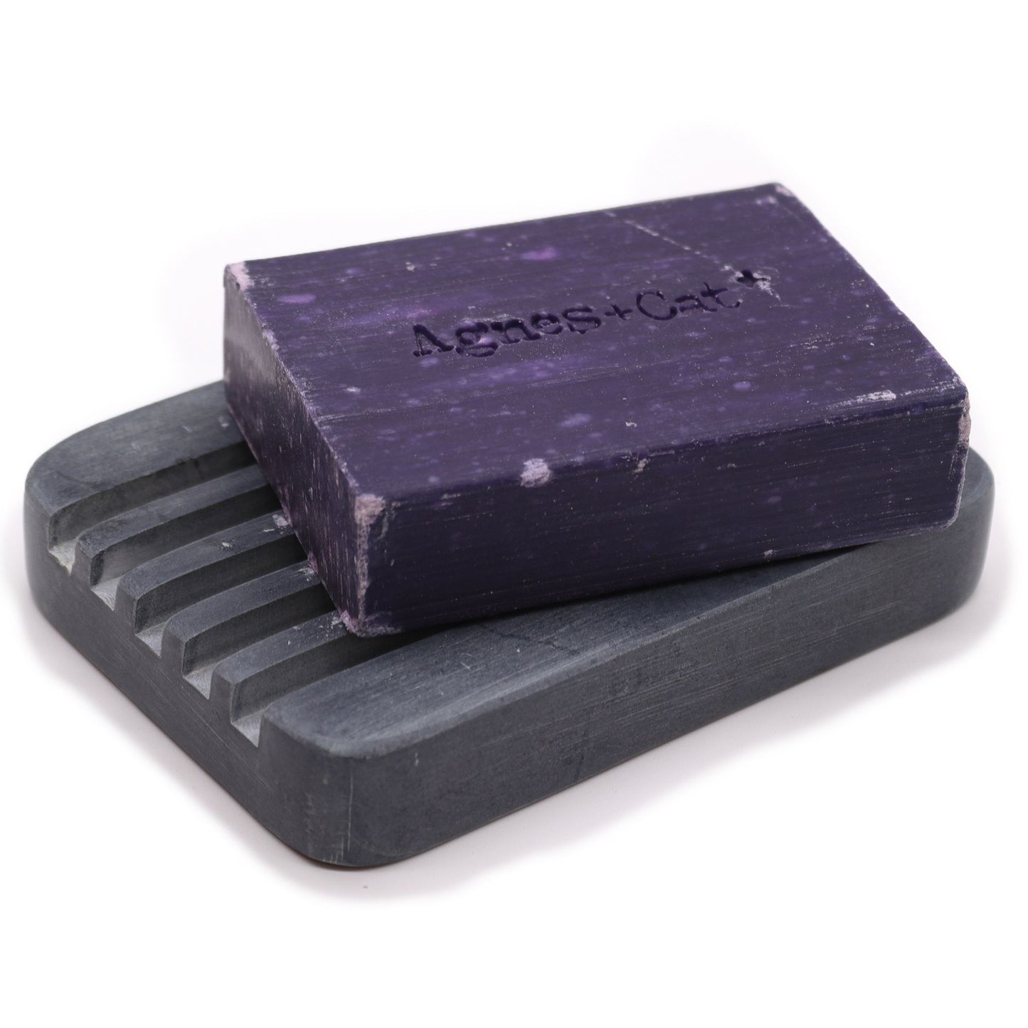 Graue Seifenschale aus Speckstein mit Relief - Handgefertigtes Naturstein-Accessoire