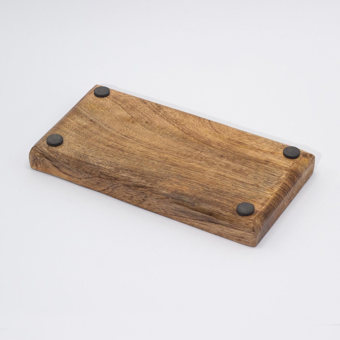 Doppel-Tablett mit Pilzmotiv in Petrol – Handgefertigt aus Mangoholz, 20x10x2,5 cm