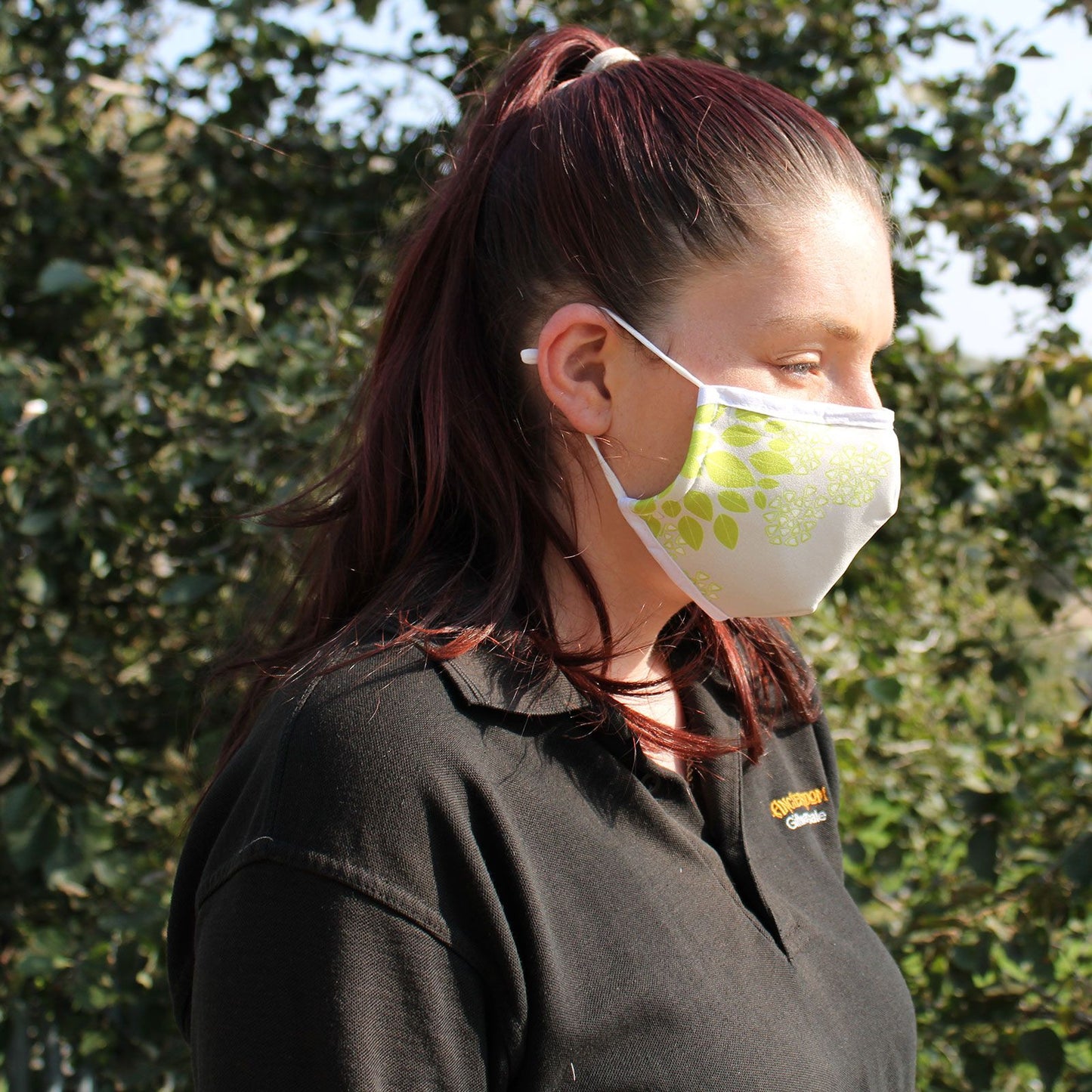 Wiederverwendbare Gesichtsmaske 'Grüne Blätter' für Erwachsene – Mit Filter