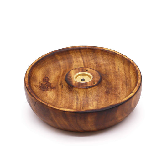 Räucherhalter Buddha aus Mangoholz – Handgefertigt für Stäbchen & Kegel