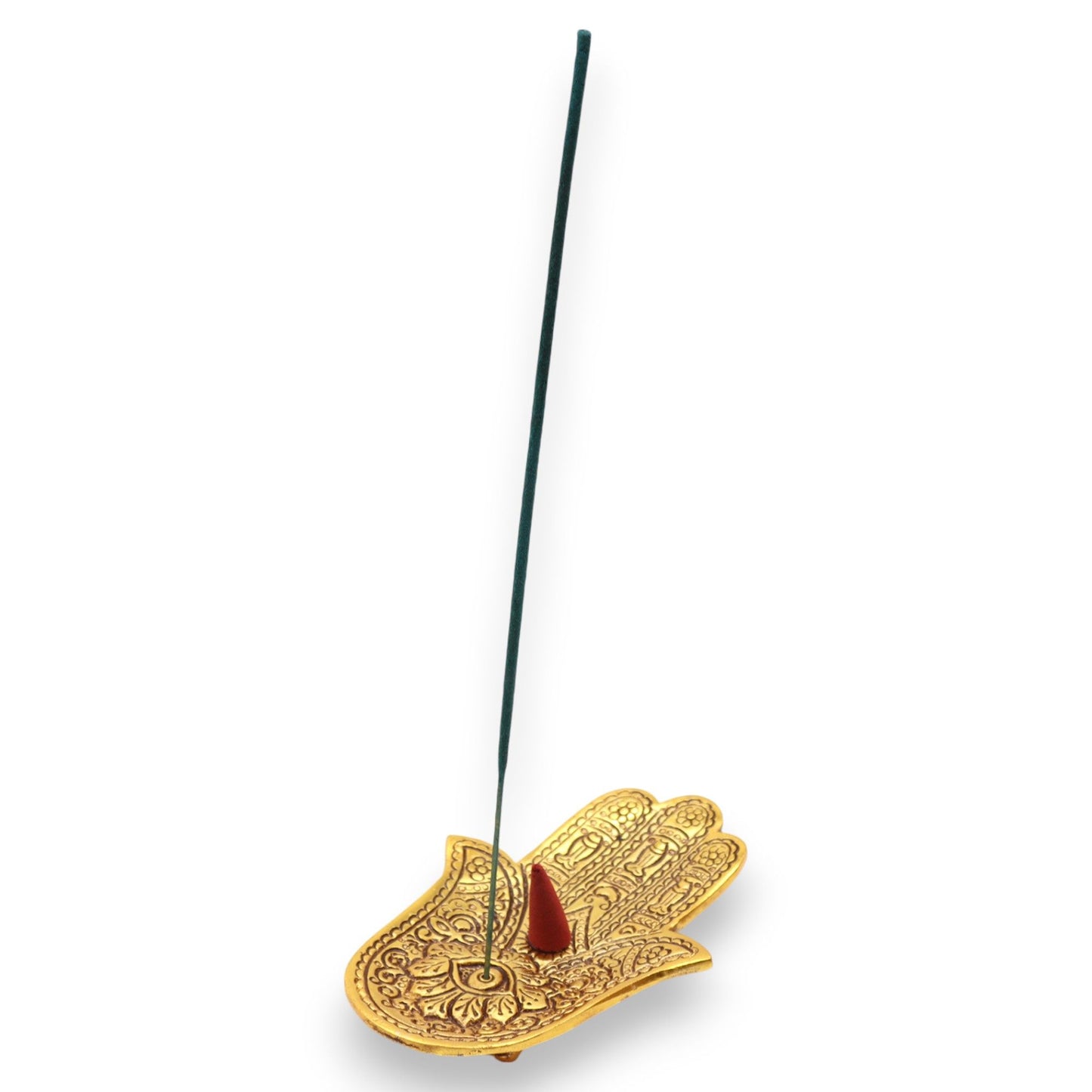Hamsa Räucherstäbchenhalter in Gold - Schutzsymbol aus poliertem Aluminium