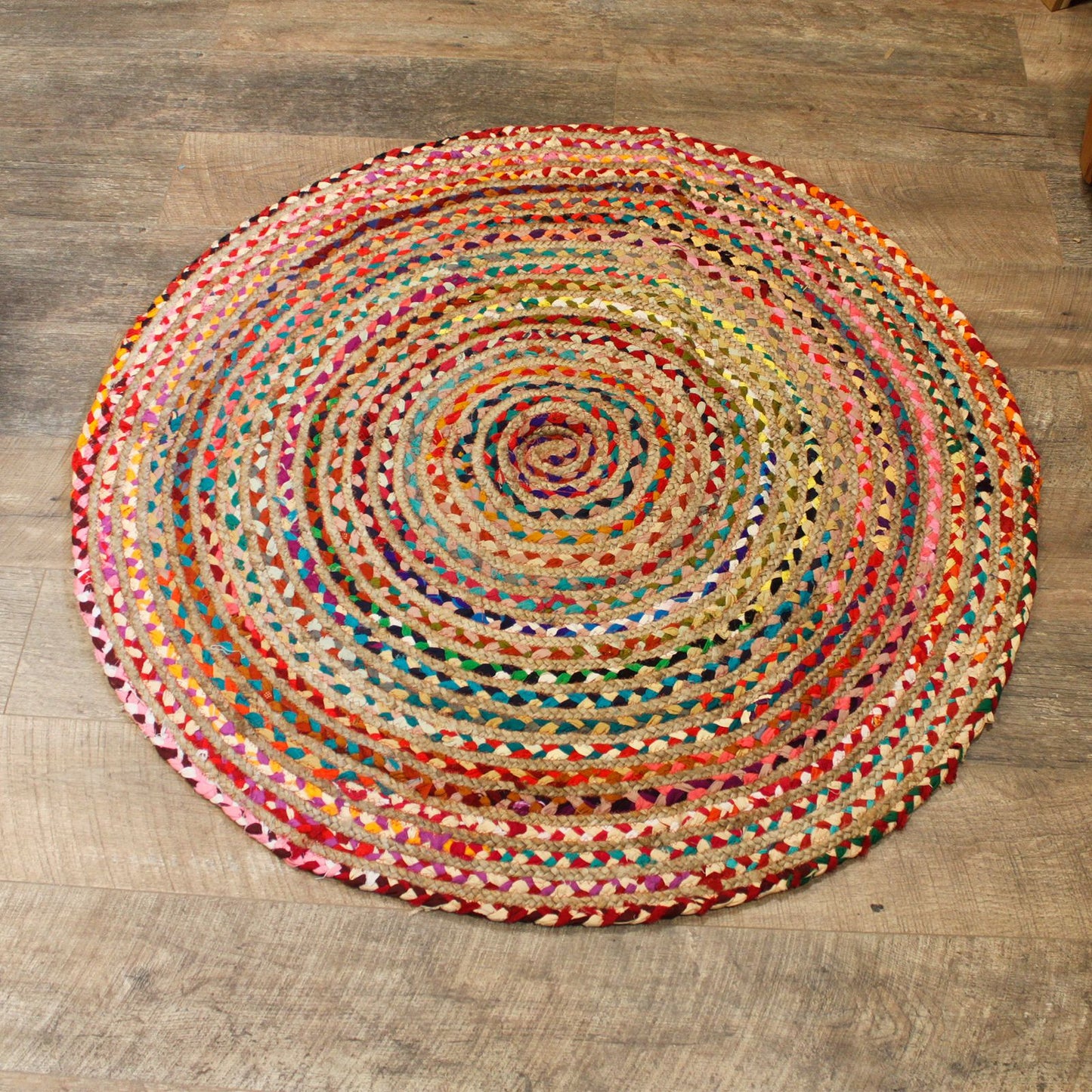 Runder Teppich aus Jute & recycelter Baumwolle, 120 cm - Naturfaser-Dekor