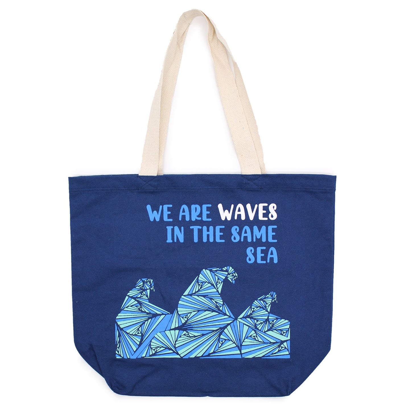 Baumwolltasche 'We are Waves' in Natur – Ihr nachhaltiger Alltagsbegleiter