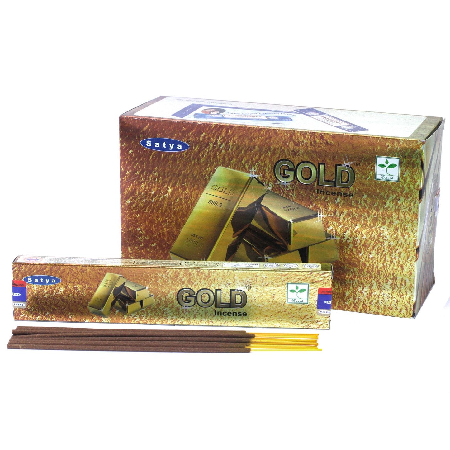 Satya Gold Räucherstäbchen - 15 Stück, handgerollt für tiefe Entspannung