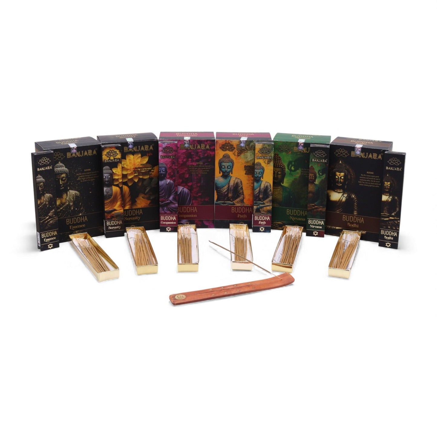 Buddha Serenity Räucherstäbchen - Frisch-holziger Duft für innere Ruhe (12 Stück)