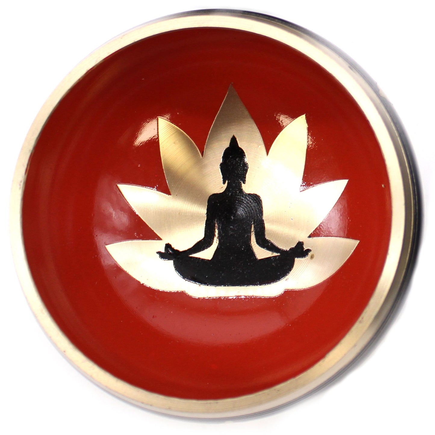 Klangschalen-Set Buddha in Schwarz mit Orange - 10,7 cm, inklusive Holzschlägel