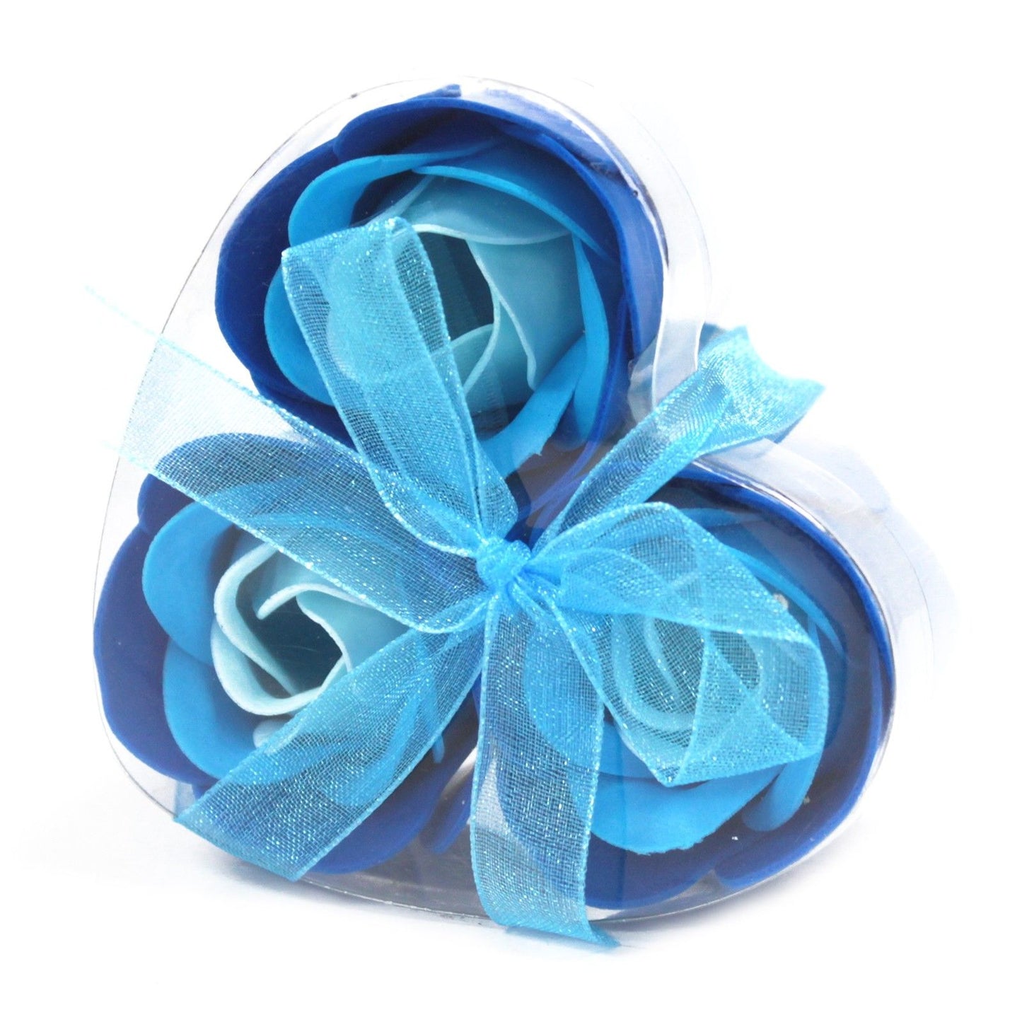 Luxus Seifenrosen in Herzbox - Blau (3er Set) für verwöhnende Badezeit
