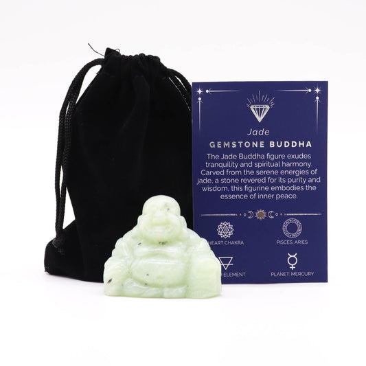 Handgeschnitzter Buddha aus Jade – Edelsteinfigur für Harmonie & Meditation