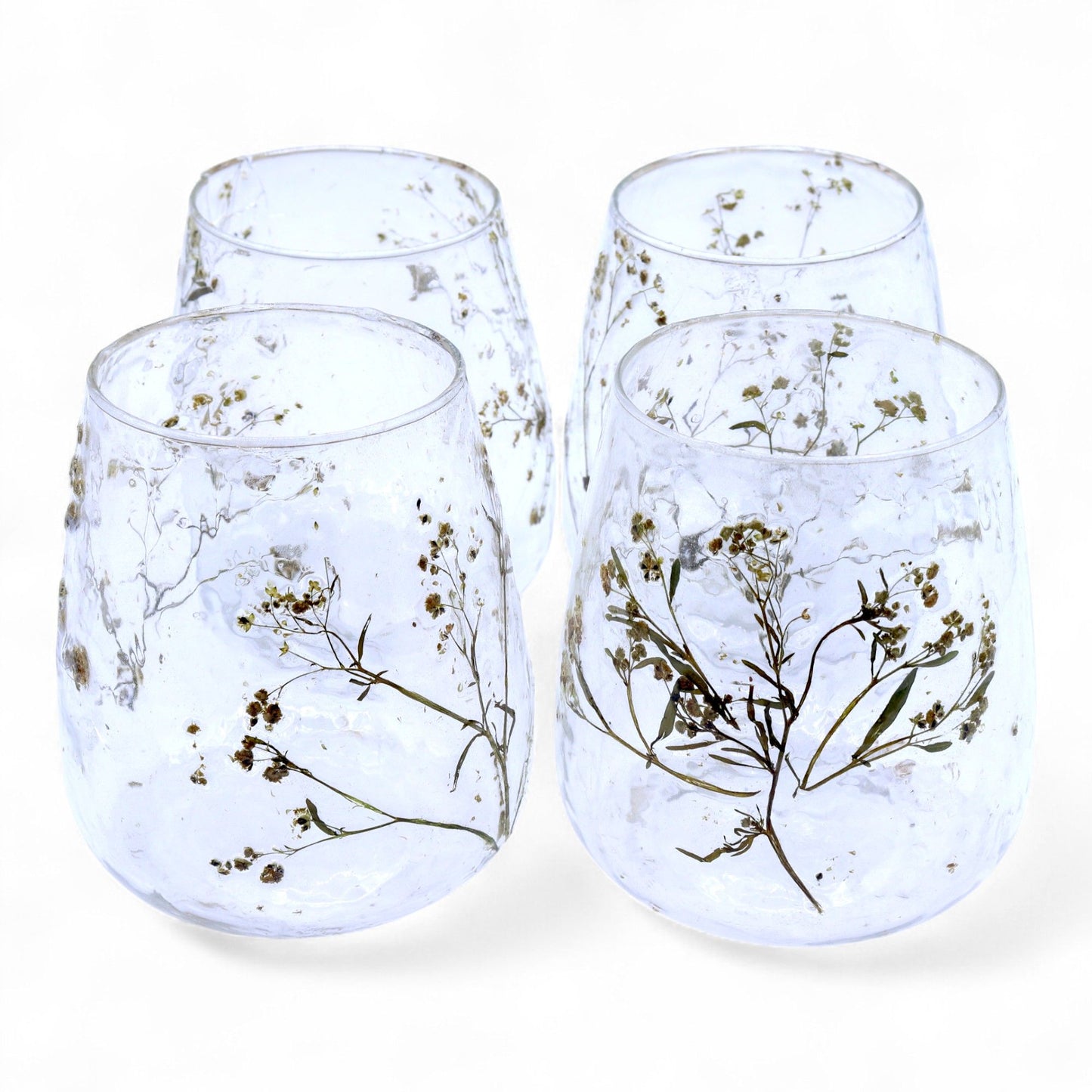 Glasobjekt mit echten Blüten – Vase & Kerzenhalter aus recyceltem Glas