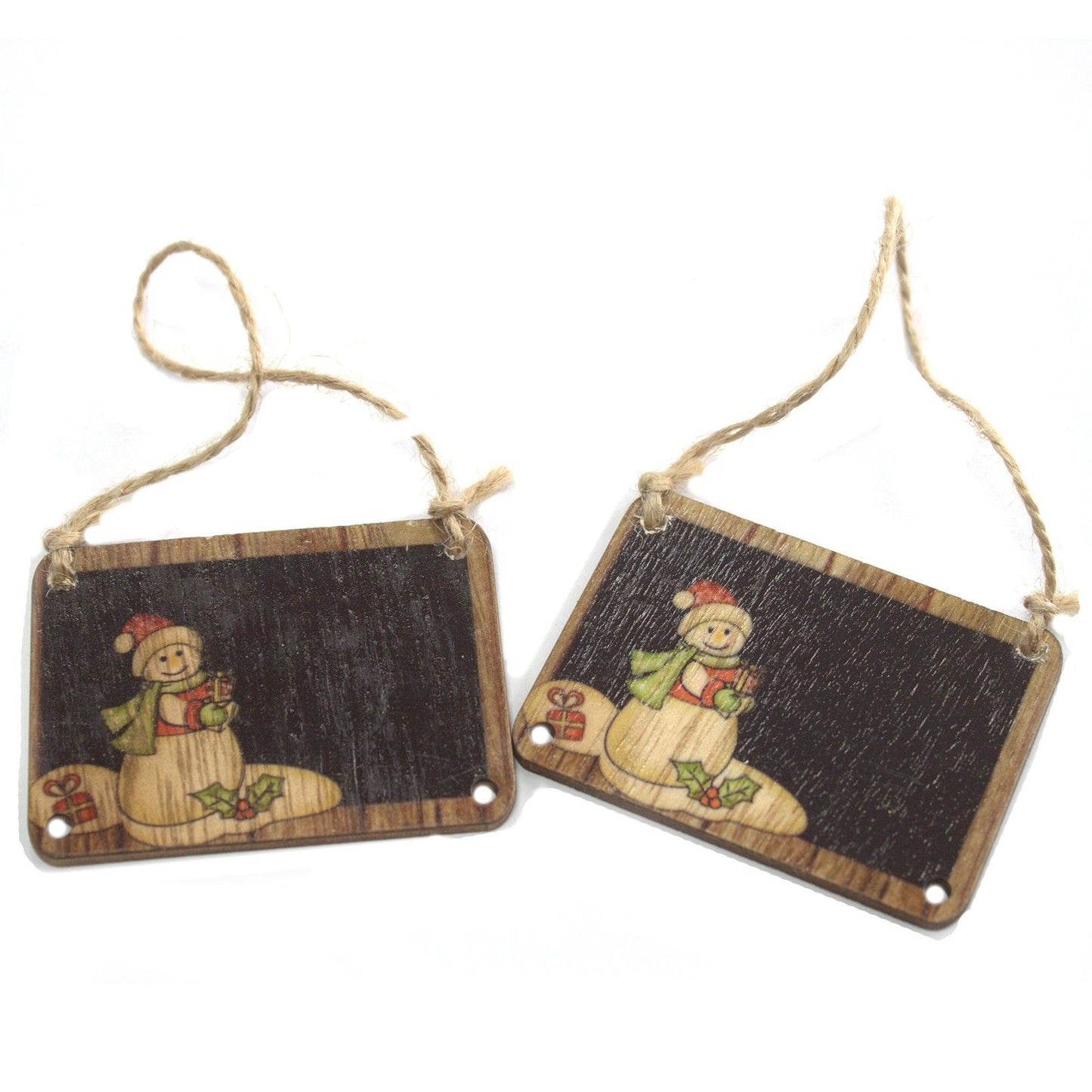 Pack of 2 Christmas Wooden Craft Decoration - Snowman