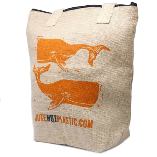 Two Whales Jute Shopper – Große Einkaufstasche mit Reißverschluss