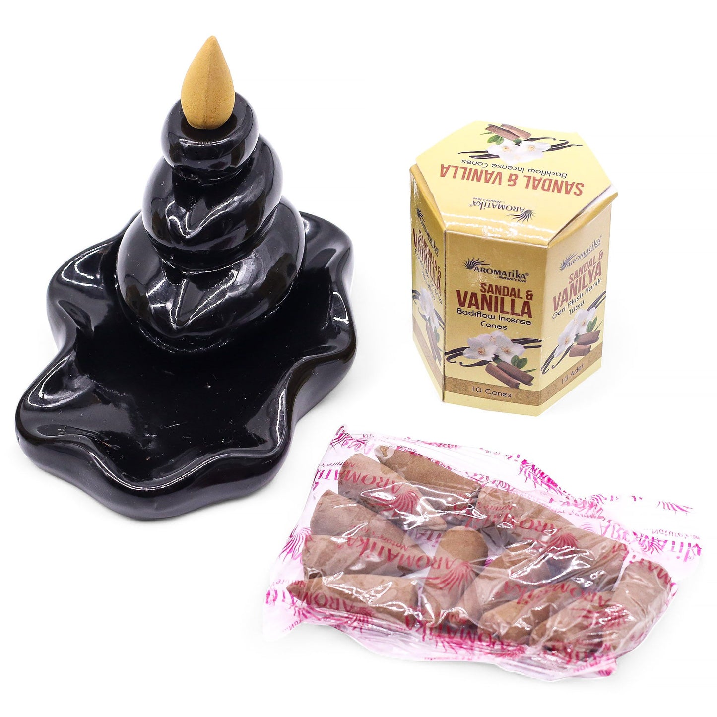 Masala Rückfluss-Räucherkegel Sandelholz & Vanille - 10er Pack