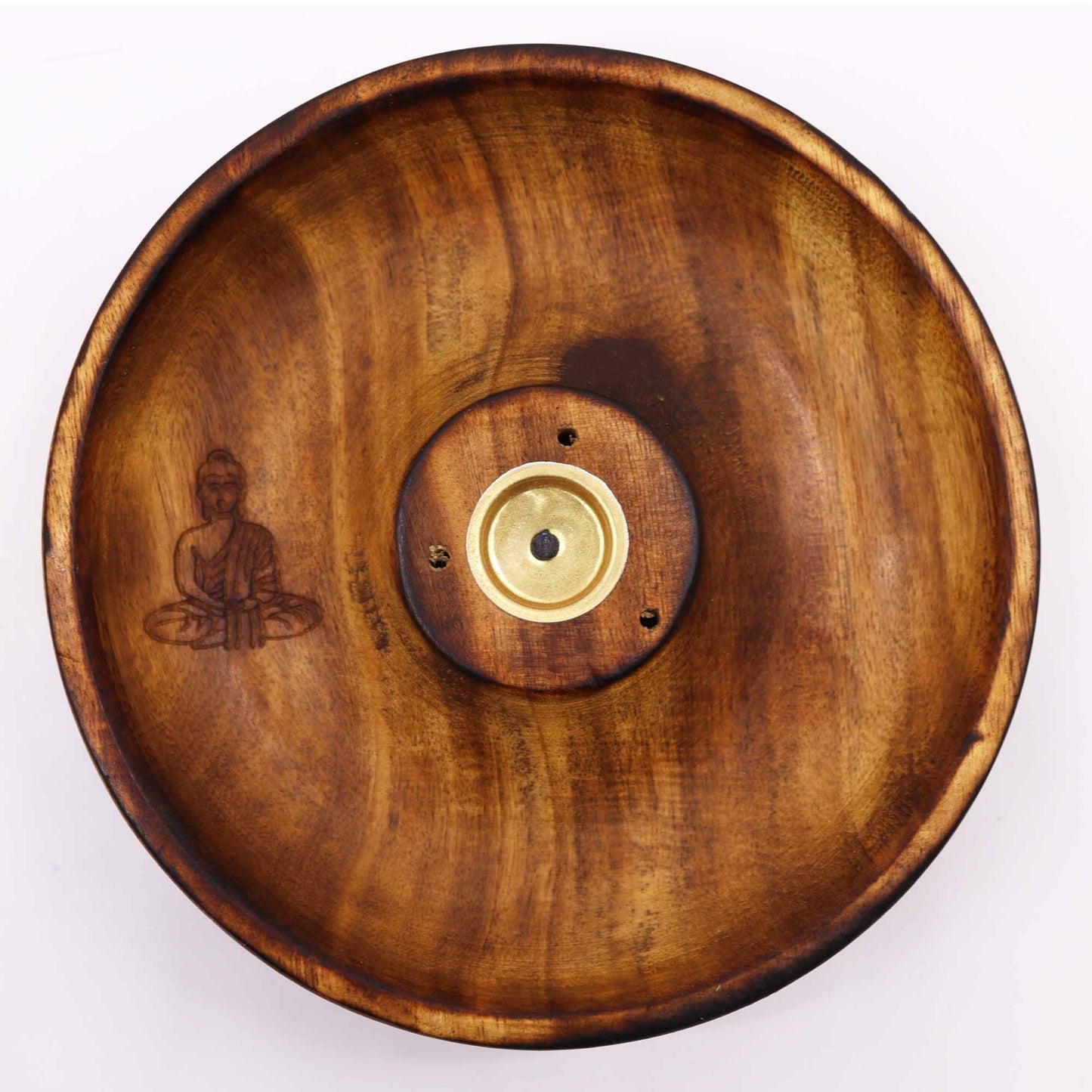 Räucherhalter Buddha aus Mangoholz – Handgefertigt für Stäbchen & Kegel