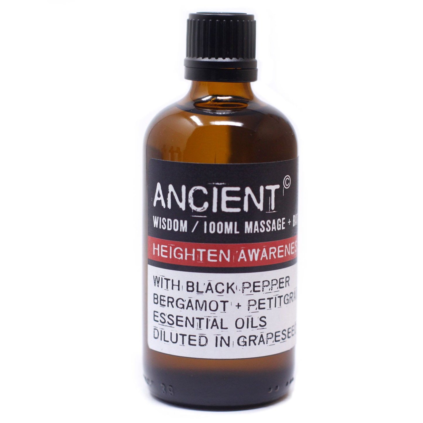 Massageöl Heighten Awareness: Belebende Mischung aus Bergamotte, Schwarzem Pfeffer & Petitgrain – 100 ml