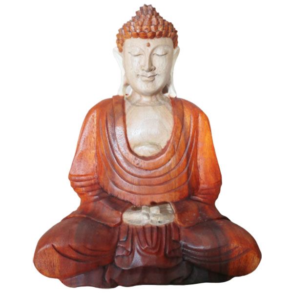 Handgeschnitzte Buddha-Statue 'Hand unten' aus Suarholz - 30 cm