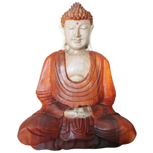 Handgeschnitzte Buddha-Statue 'Hand unten' aus Suarholz - 30 cm