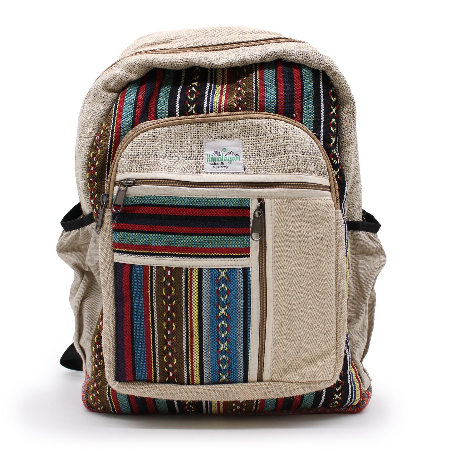 Großer Hanf-Rucksack mit geraden Reißverschlüssen – Leicht & Organisiert