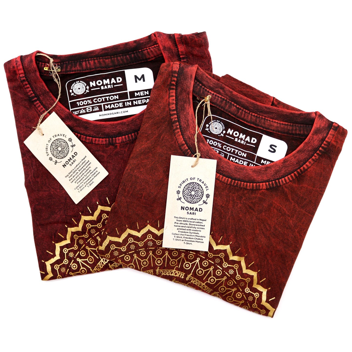 Mandala T-Shirt in Bordeaux - Doppelt steingewaschen & fair gefertigt