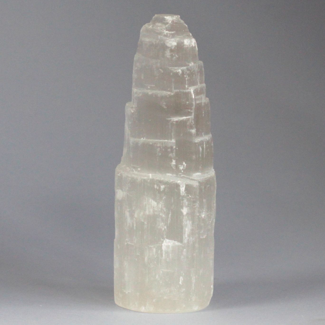 Selenit-Lichtskulptur mit LED-Basis | 15 cm Naturturm aus Marokko