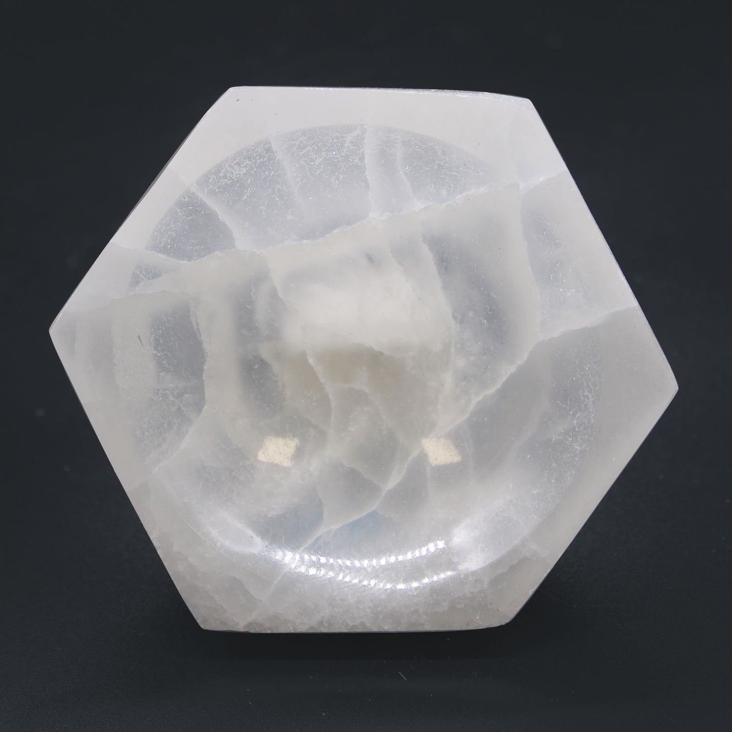 Selenit Schale Hexagon – Natürliche Dekoration in 10 cm