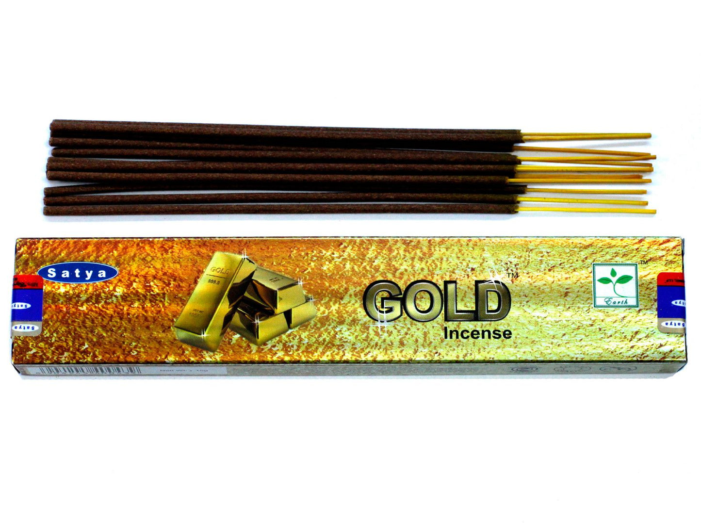 Satya Gold Räucherstäbchen - 15 Stück, handgerollt für tiefe Entspannung