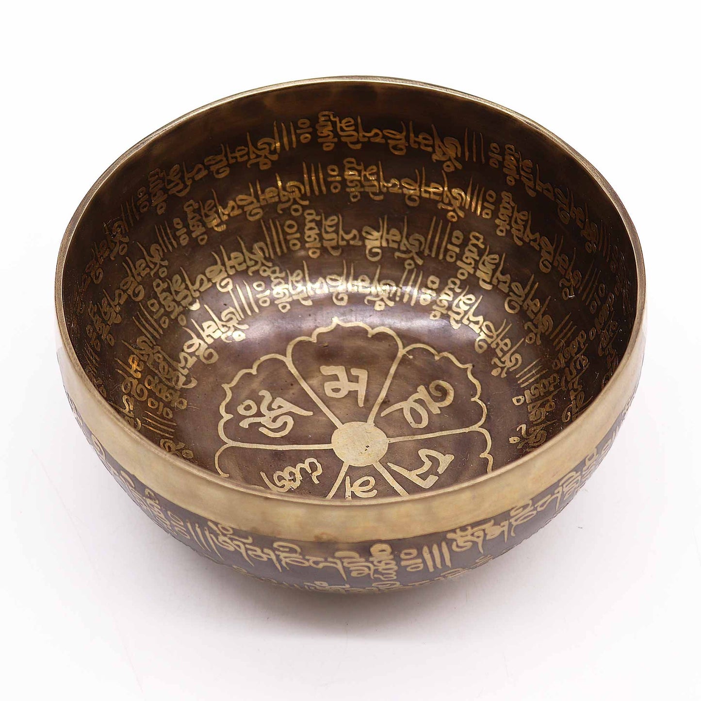 Handgravur Klangschale 16cm mit Mantra - Fünfmetall aus Nepal