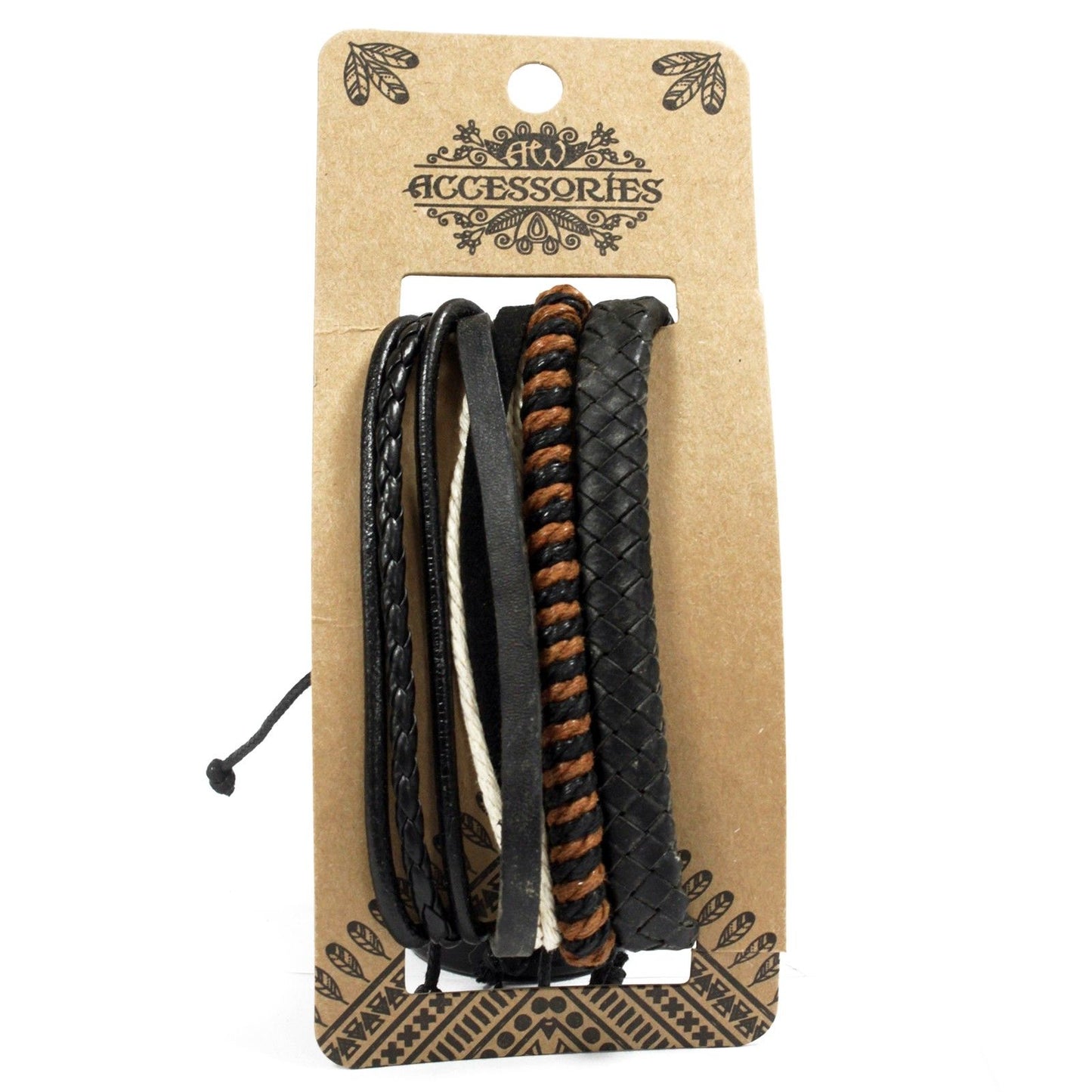 Herrenarmband-Set Dunkle Eleganz – 8 Stück aus Leder und Metall