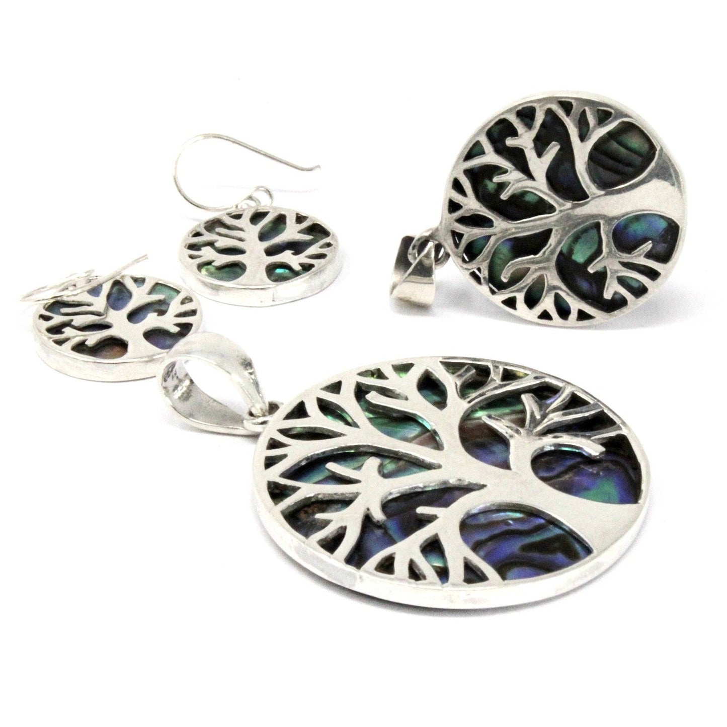 Lebensbaum Medaillon aus Sterling Silber mit Abalone-Einlage – 22mm