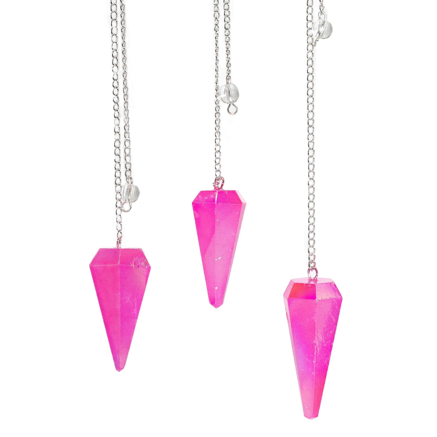 Sechseck-Pendel Aurora Pink - Farbintensiver Quarz mit 4 cm Spitze