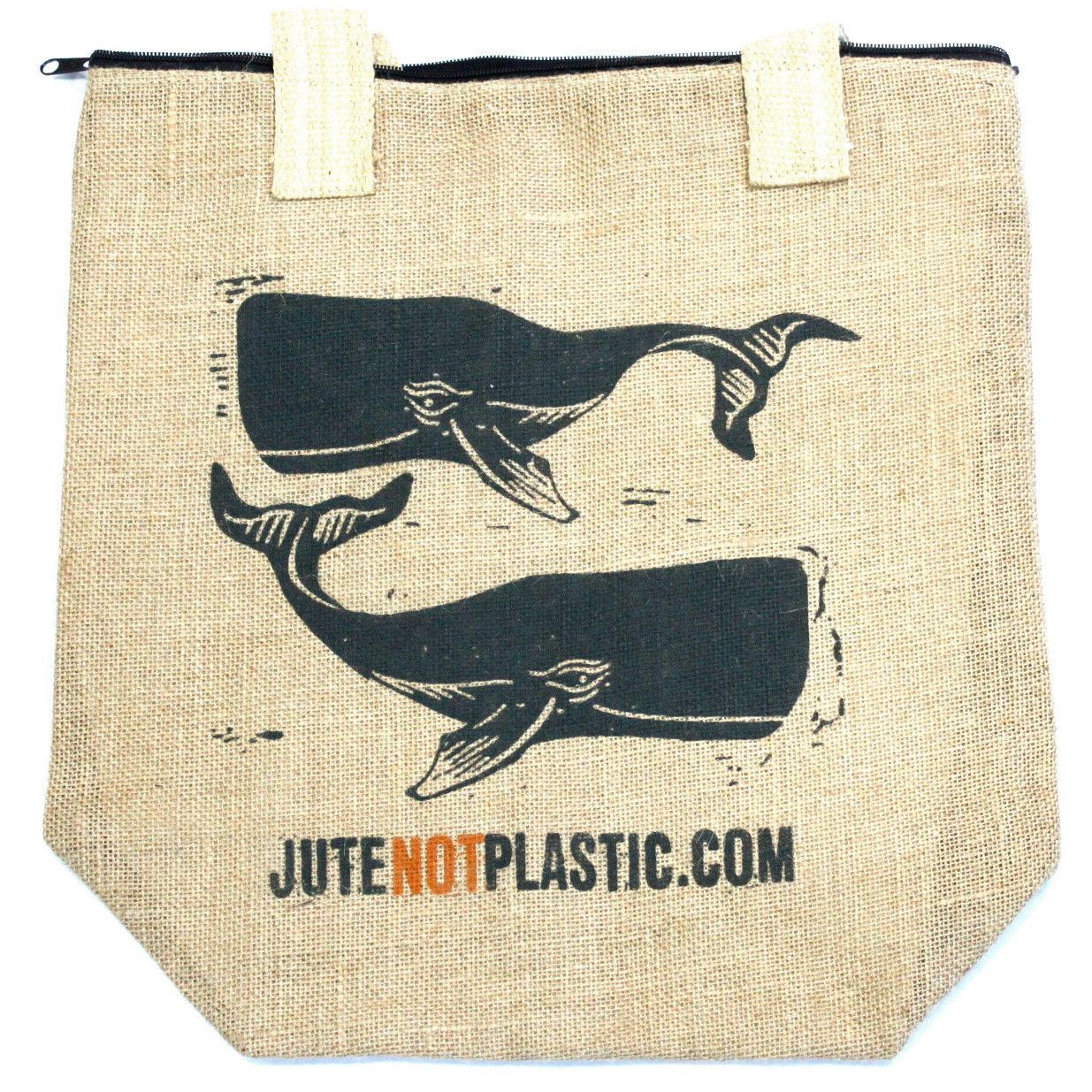 Two Whales Jute Shopper – Große Einkaufstasche mit Reißverschluss