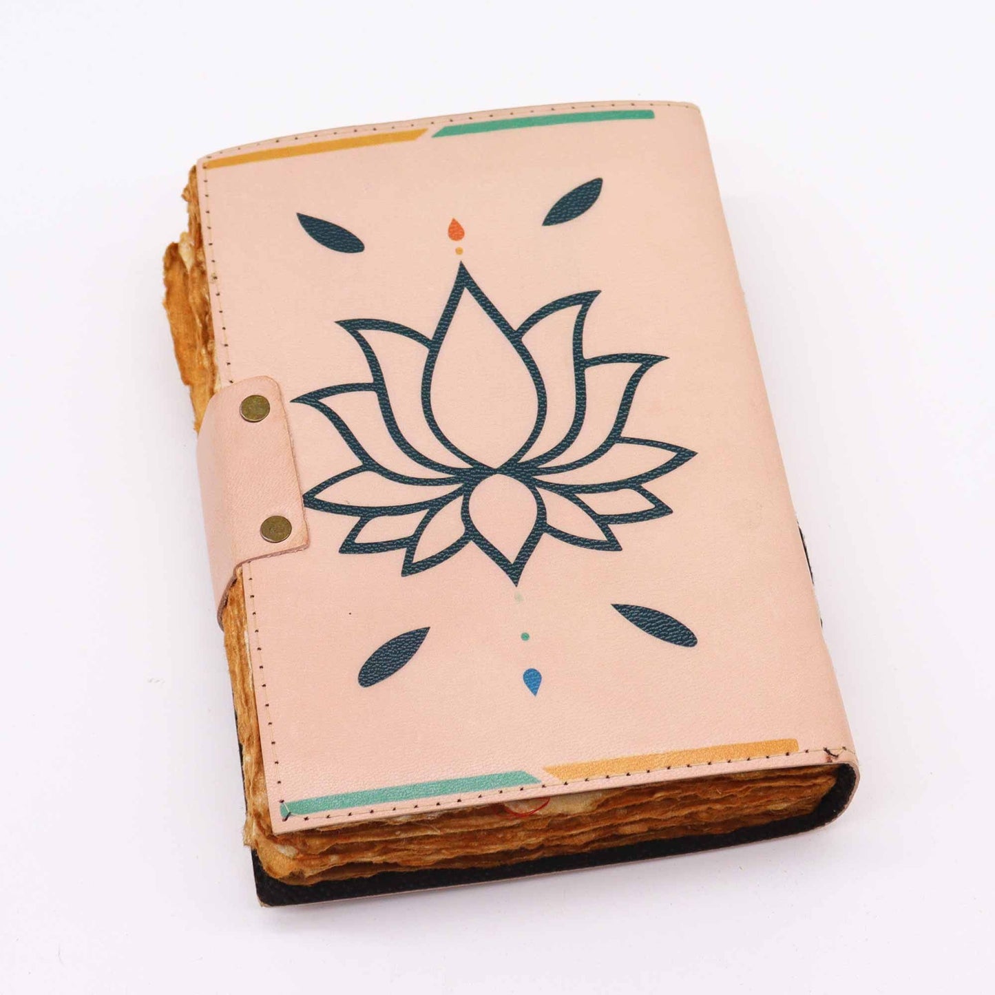 Lederjournal 'Chakra-Harmonie' – Handgefertigtes Notizbuch mit Vintage-Seiten