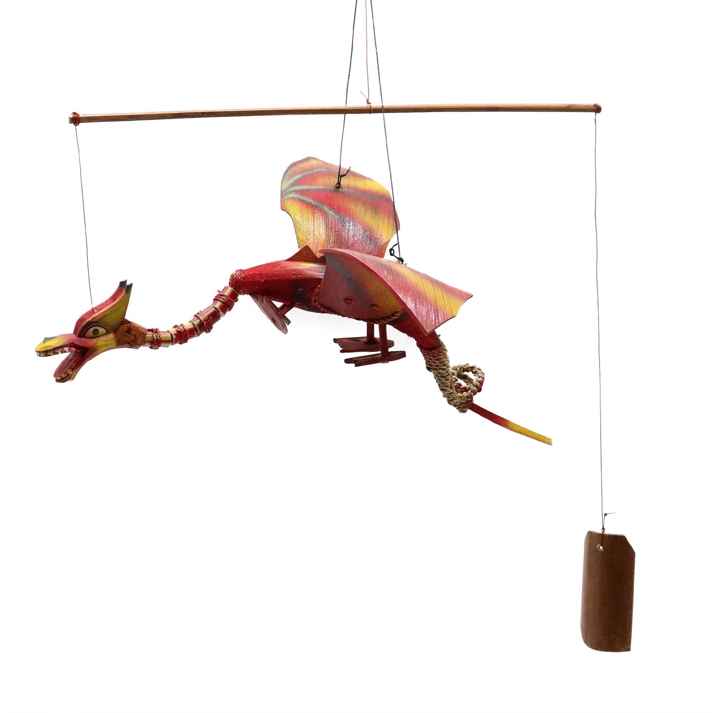 Drachenmobile aus Kokosnuss in Rot - 37 cm Handarbeit