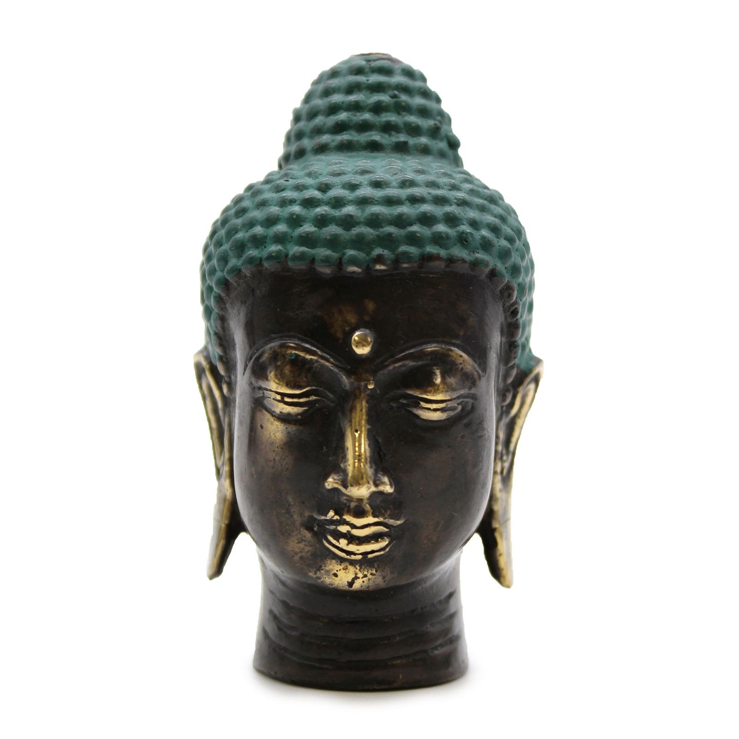 Kleine Buddha-Kopf Skulptur aus Messing - Antik-Design