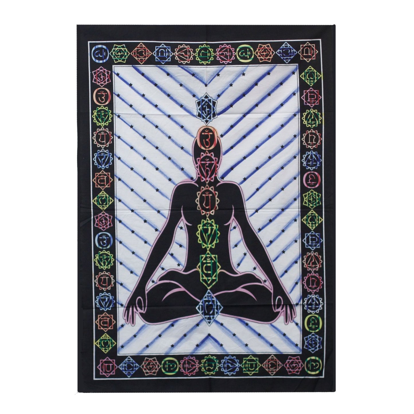 Handbemaltes Baumwoll-Wandbild 'Chakra Buddha' – Ein Unikat aus Indien