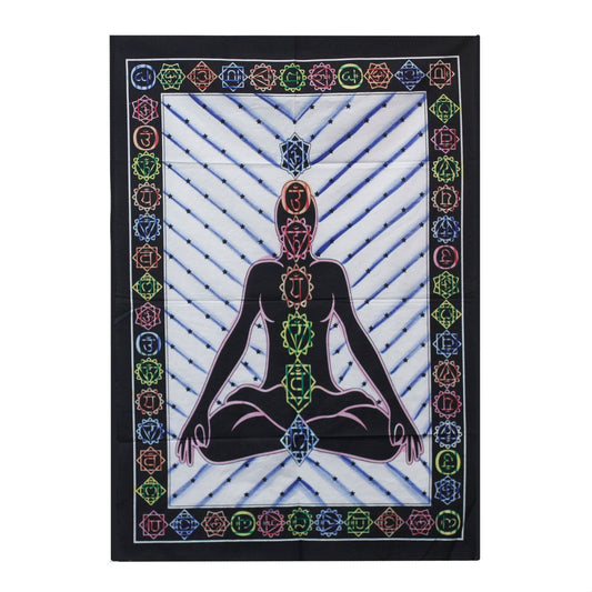 Handbemaltes Baumwoll-Wandbild 'Chakra Buddha' – Ein Unikat aus Indien