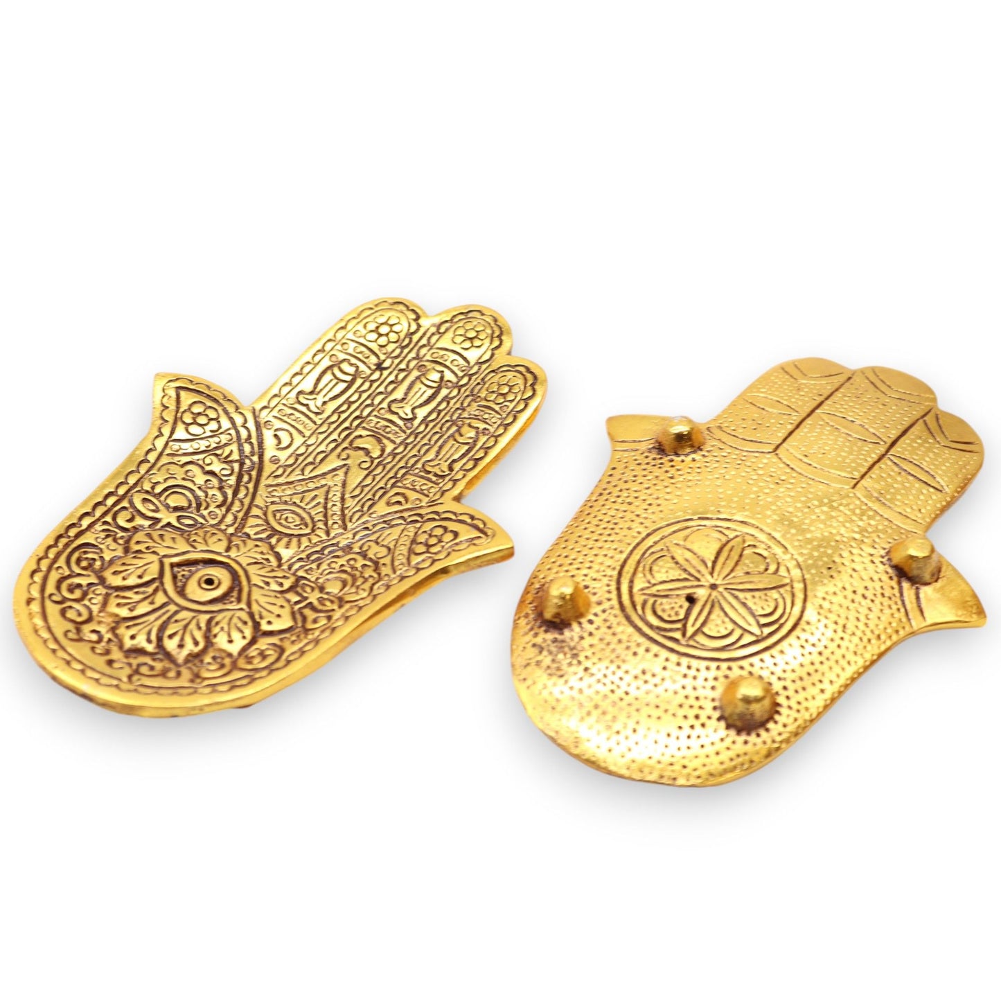 Hamsa Räucherstäbchenhalter in Gold - Schutzsymbol aus poliertem Aluminium