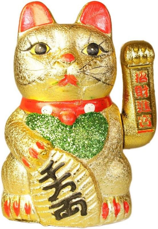 Klassische Porzellan-Glückskatze mit winkender Pfote - 17,5 cm