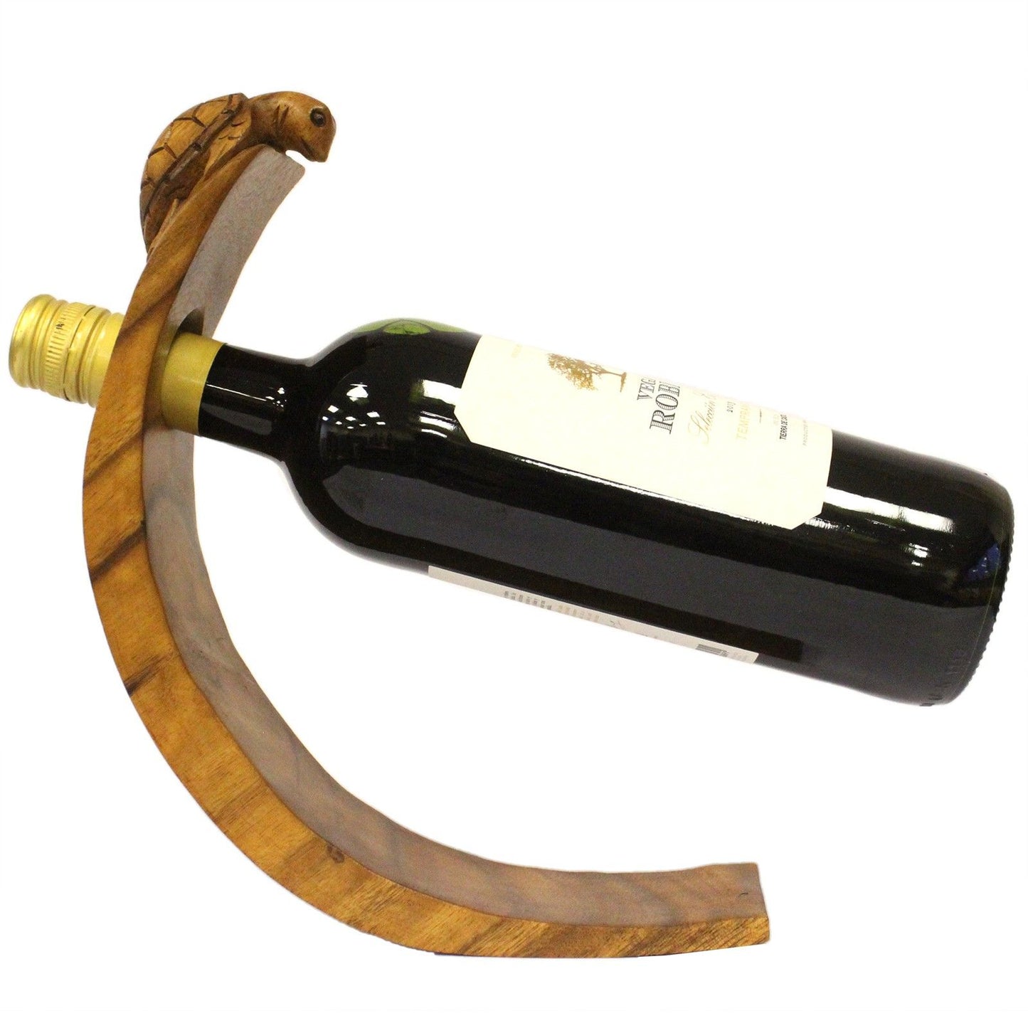Balance Wine Holder Schildkröte – Handgeschnitzter Weinflaschenständer aus Suar-Holz