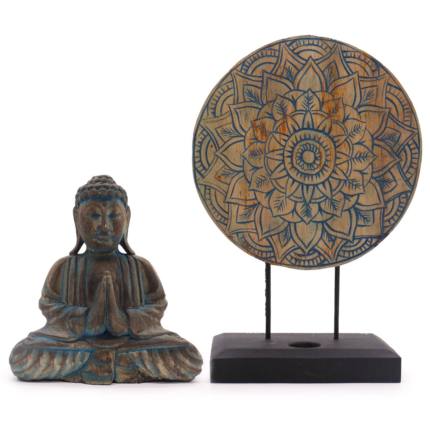 Feng Shui Set 'Harmonie-Mandala' mit Buddha-Figuren in Blau