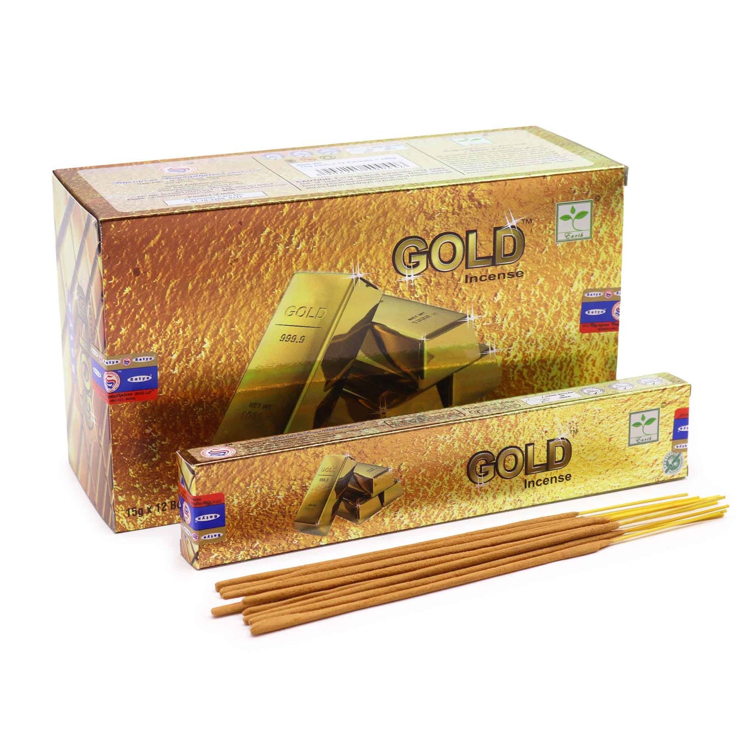 Satya Gold Räucherstäbchen - 15 Stück, handgerollt für tiefe Entspannung