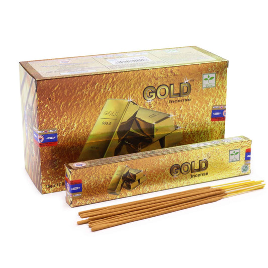 Satya Gold Räucherstäbchen - 15 Stück, handgerollt für tiefe Entspannung
