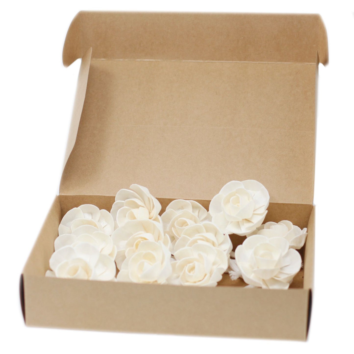 Handgefertigte Lotus-Duftblüte aus Solaholz mit Baumwollband – 6 cm