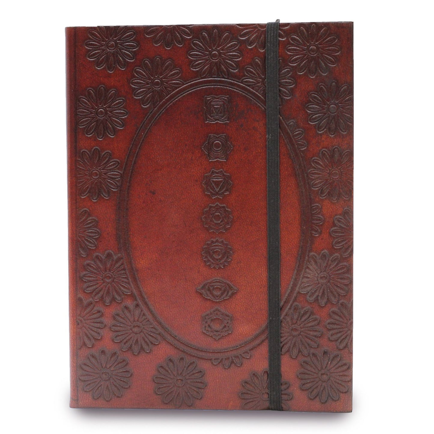 Notizbuch 'Chakra Mandala' – Pflanzlich gegerbtes Leder mit Verschlussband