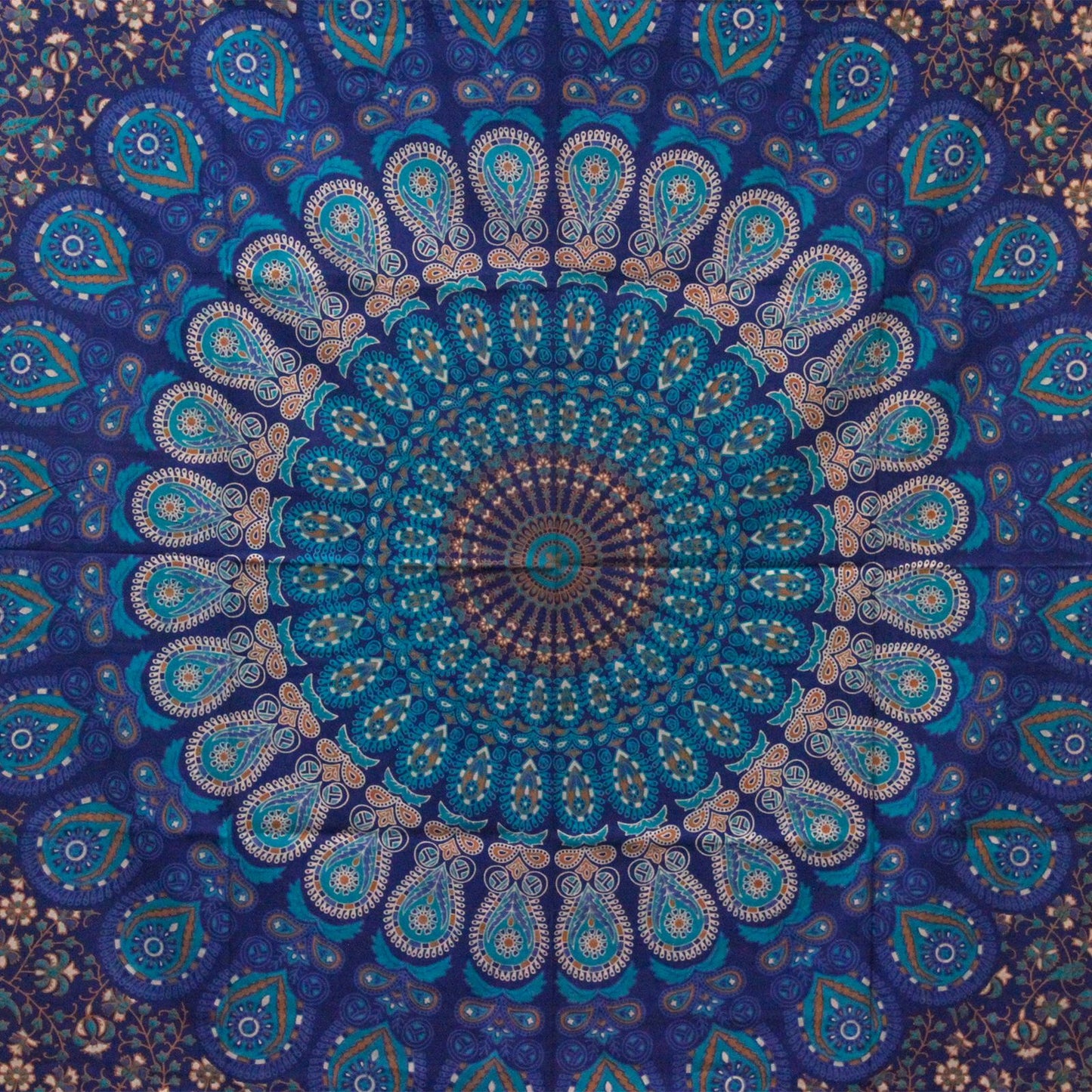 Klassisches Mandala – Handgewebte Baumwoll-Tagesdecke & Wandbehang 230 x 200 cm