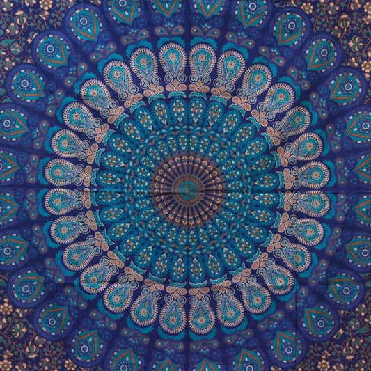 Klassisches Mandala – Handgewebte Baumwoll-Tagesdecke & Wandbehang 230 x 200 cm