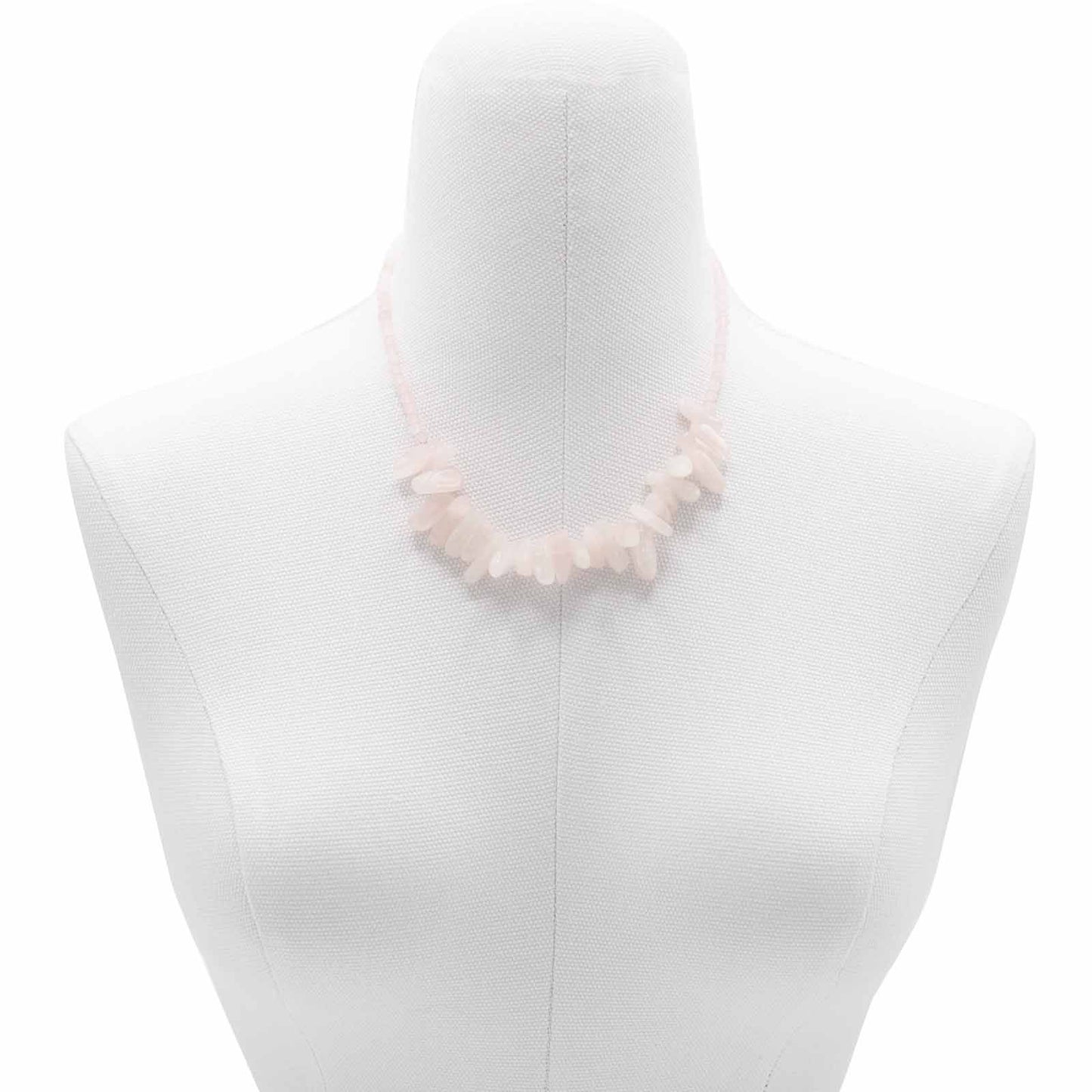 Rosenquarz Langstein Halskette - Edelsteinschmuck mit sanftem Rosé