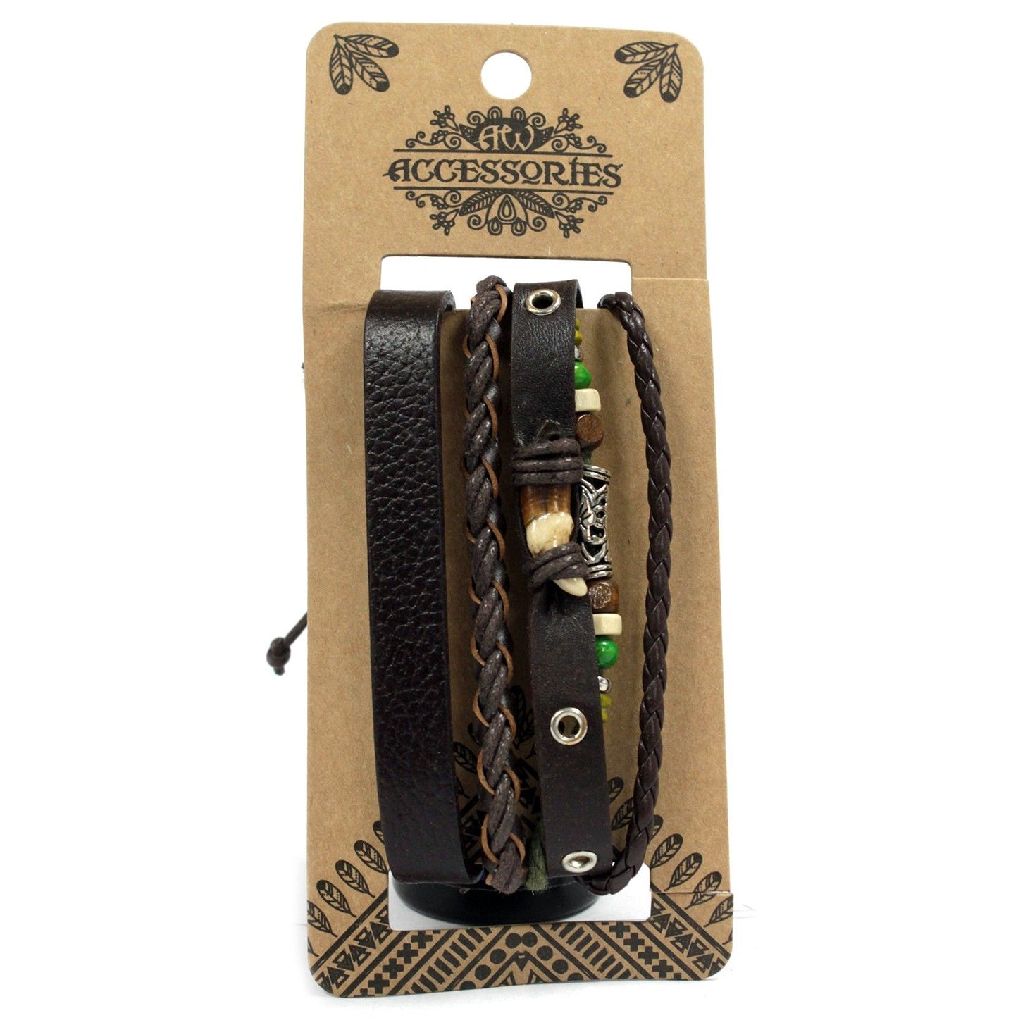 Herrenarmband-Set Dunkle Eleganz – 8 Stück aus Leder und Metall
