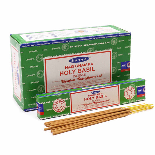 Satya Räucherstäbchen Heiliges Basilikum - 15 Stäbchen für belebende Atmosphäre